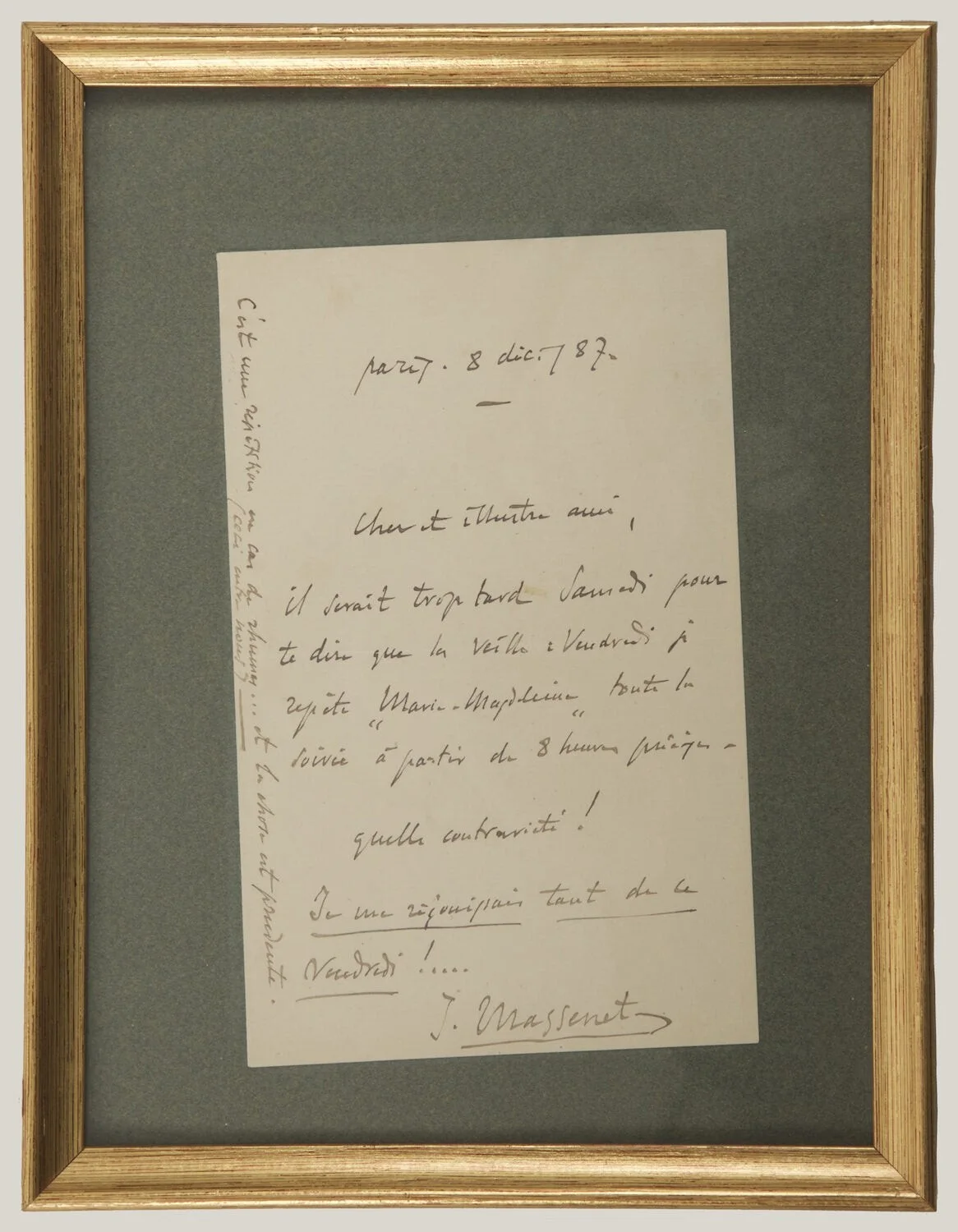 Jules MASSENET / Autograph letter signed J Massenet to his dear illustrious, изображение 3