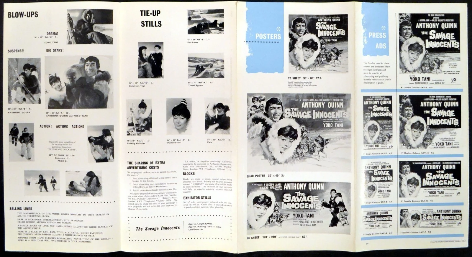 SAVAGE INNOCENTS 1960 Anthony Quinn, Yoko Tani, Peter O'Toole UK PRESSBOOK, изображение 2