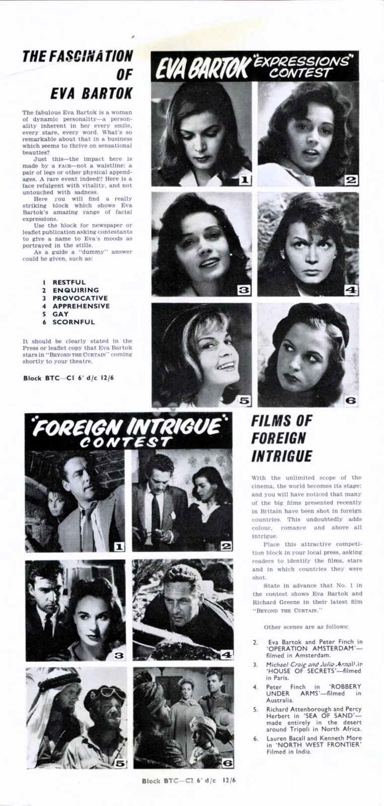 BEYOND THE CURTAIN 1960 Richard Greene, Eva Bartok UK PRESSBOOK, image 2