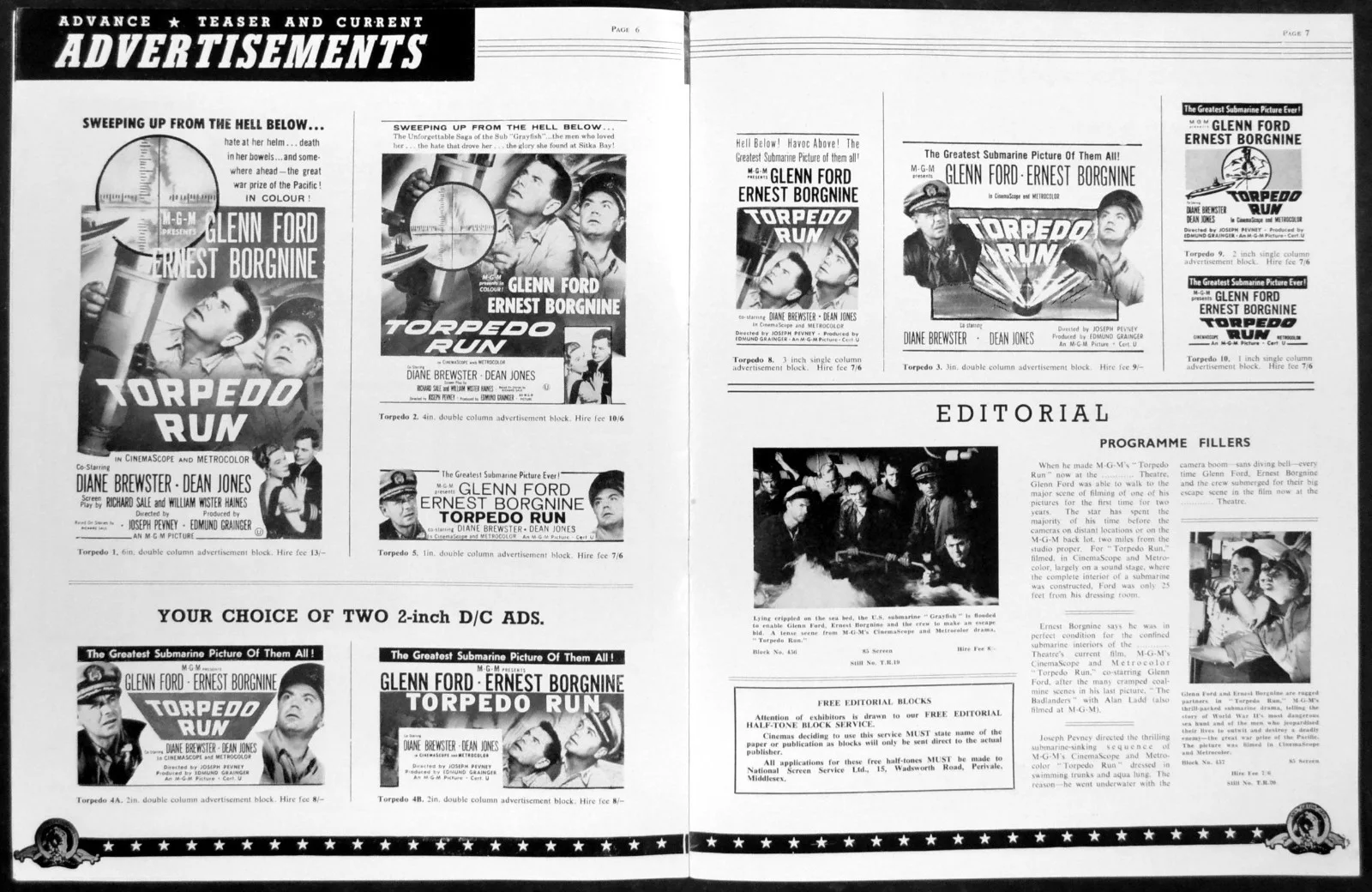 TORPEDO RUN 1958 Glenn Ford, Ernest Borgnine, Diane Brewster UK PRESSBOOK, изображение 2