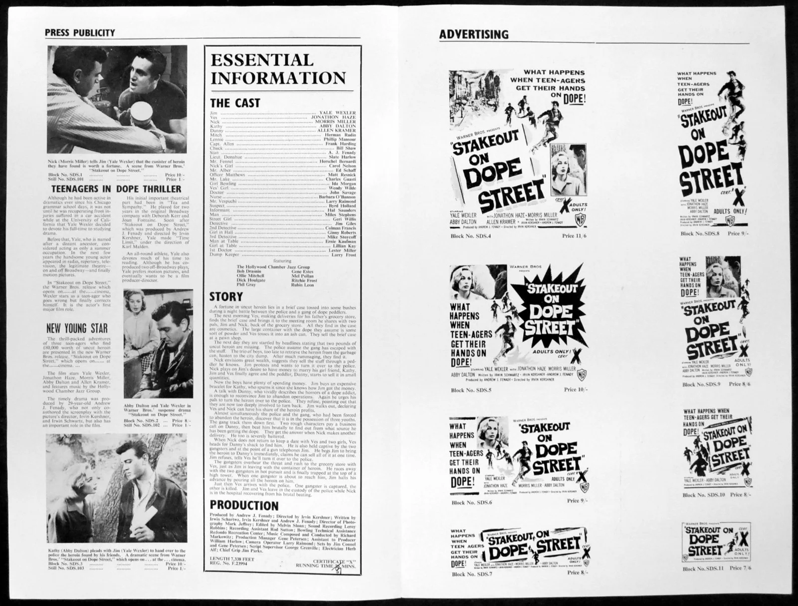 STAKEOUT ON DOPE STREET 1958 Yale Wexler, Jonathan Haze CAMPAIGN BOOK, image 2