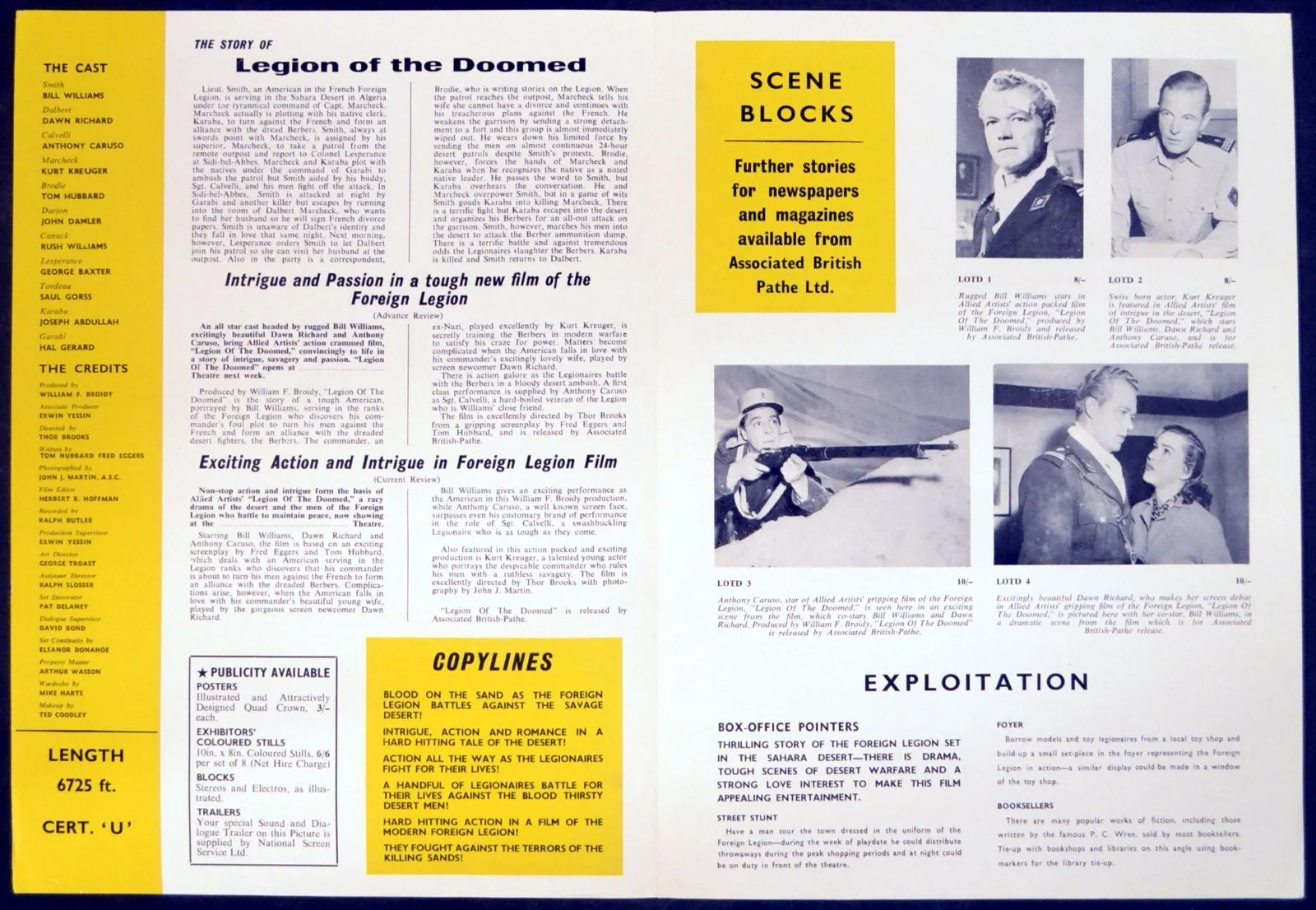 LEGION OF THE DOOMED 1958 Bill Williams, Dawn Richards UK CAMPAIGN BOOK, изображение 2