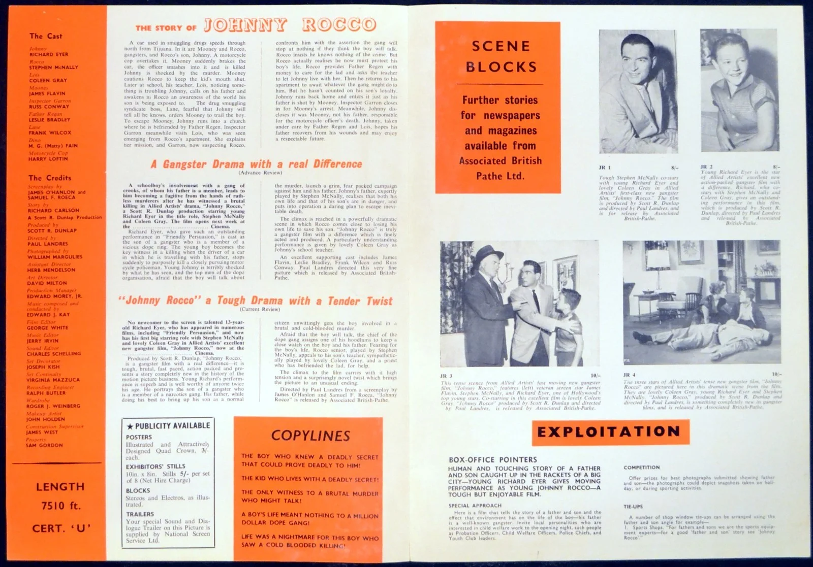JOHNNY ROCCO 1958 Richard Eyer, Stephen McNally, Coleen Gray UK CAMPAIGN BOOK, image 2