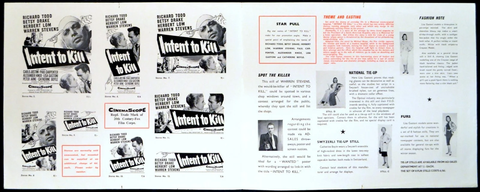 INTENT TO KILL 1958 Richard Todd, Betsy Drake, Herbert Lom UK CAMPAIGN BOOK, изображение 2