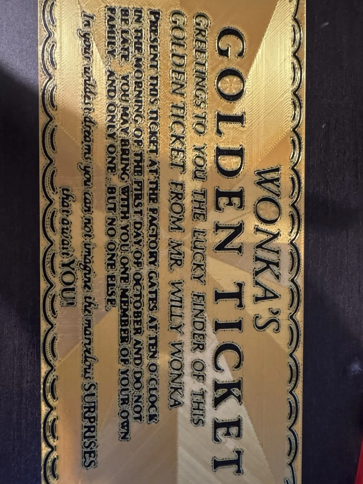 Willy Wonka And The Chocolate Factory Golden Ticket Movie Memorabilia Gift, изображение 2