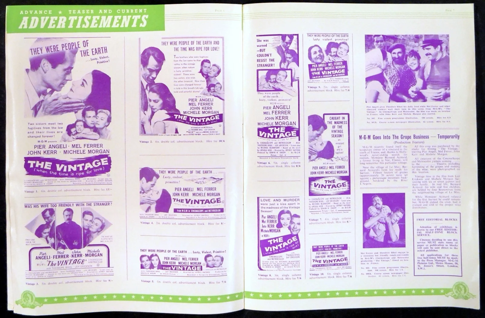 VINTAGE 1957 Pier Angeli, Mel Ferrer, John Kerr, Michele Morgan UK PRESSBOOK, изображение 2