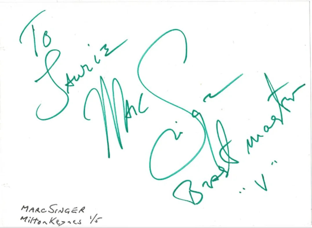 Marc Singer — Marc Singer Dallas Actor Autographed Signed Album Page AMCo COA 20995