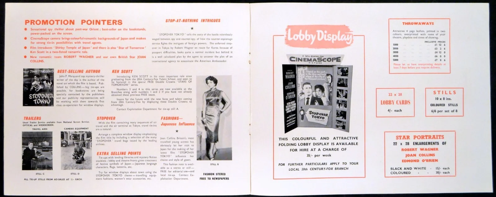 STOPOVER TOKYO 1957 Robert Wagner, Joan Collins, Edmond O'Brien CAMPAIGN BOOK, изображение 2