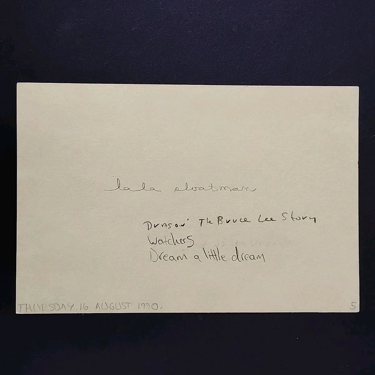 Lala Sloatman — Lala Sloatman Autographed Signed 4X6 - 8/16/1990 WATCHERS Corey Haim, image 2