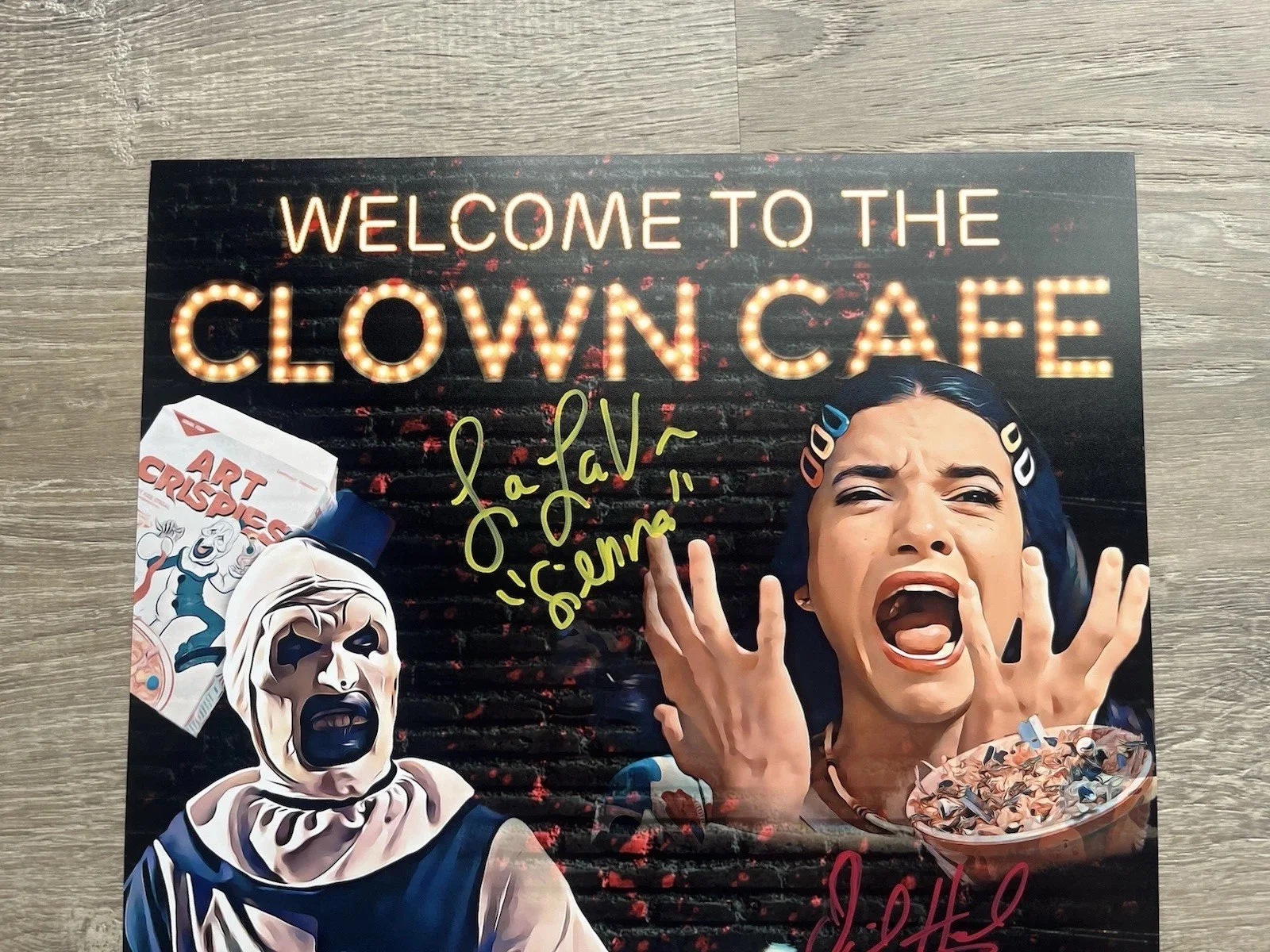 David Howard Thornton Lauren LaVera Leah Voysey Signed Terrifier 11x17 Photo BAS, изображение 3