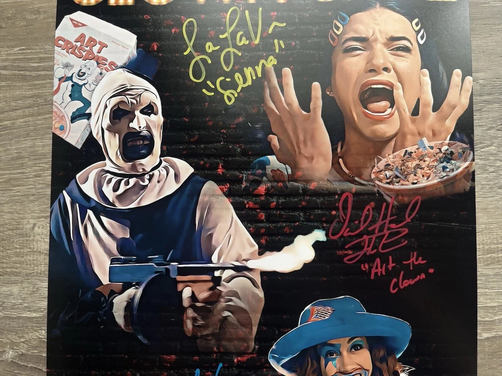 David Howard Thornton Lauren LaVera Leah Voysey Signed Terrifier 11x17 Photo BAS, изображение 4