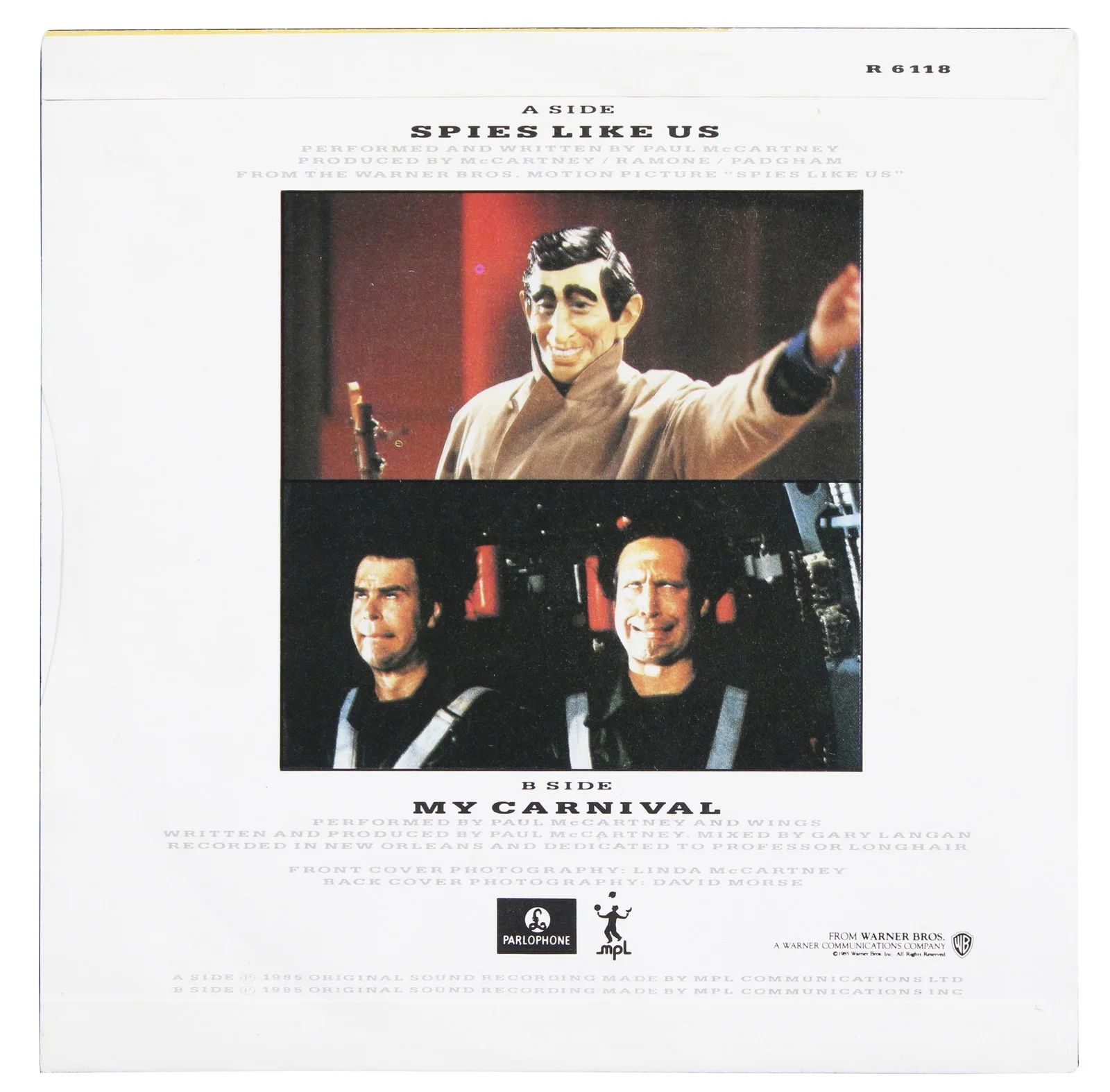 Paul McCartney, Chevy Chase, Dan Aykroyd — Spies Like Us (3) McCartney, Chase & Aykroyd Signed 45 RPM Album Cover BAS LOA, изображение 3