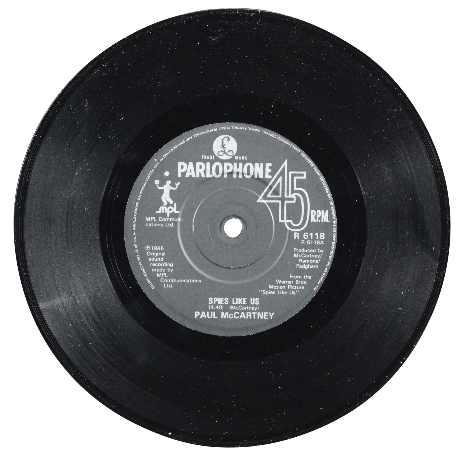 Paul McCartney, Chevy Chase, Dan Aykroyd — Spies Like Us (3) McCartney, Chase & Aykroyd Signed 45 RPM Album Cover BAS LOA, изображение 4