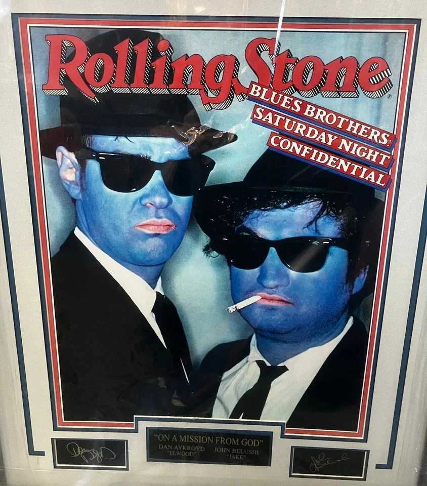 Blues Brothers Aykroyd and Belushi Rolling Stone Framed Lazer Signature, image 2