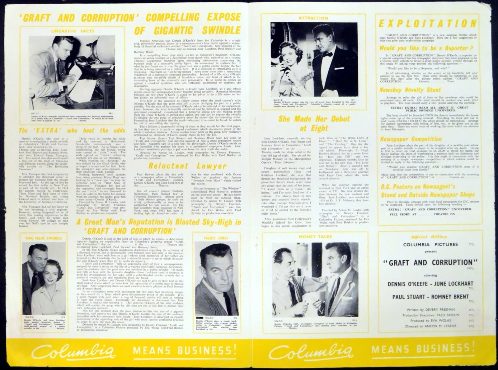 GRAFT AND CORRUPTION 1956 Richard Joy Dennis O'Keefe June Lockhart CAMPAIGN BOOK, изображение 2