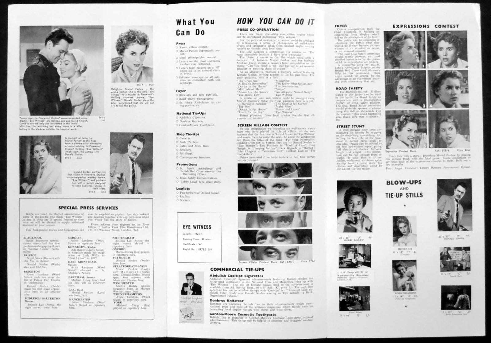 EYE WITNESS 1956 Donald Sinden, Muriel Pavlow, Belinda Lee UK CAMPAIGN BOOK, изображение 2