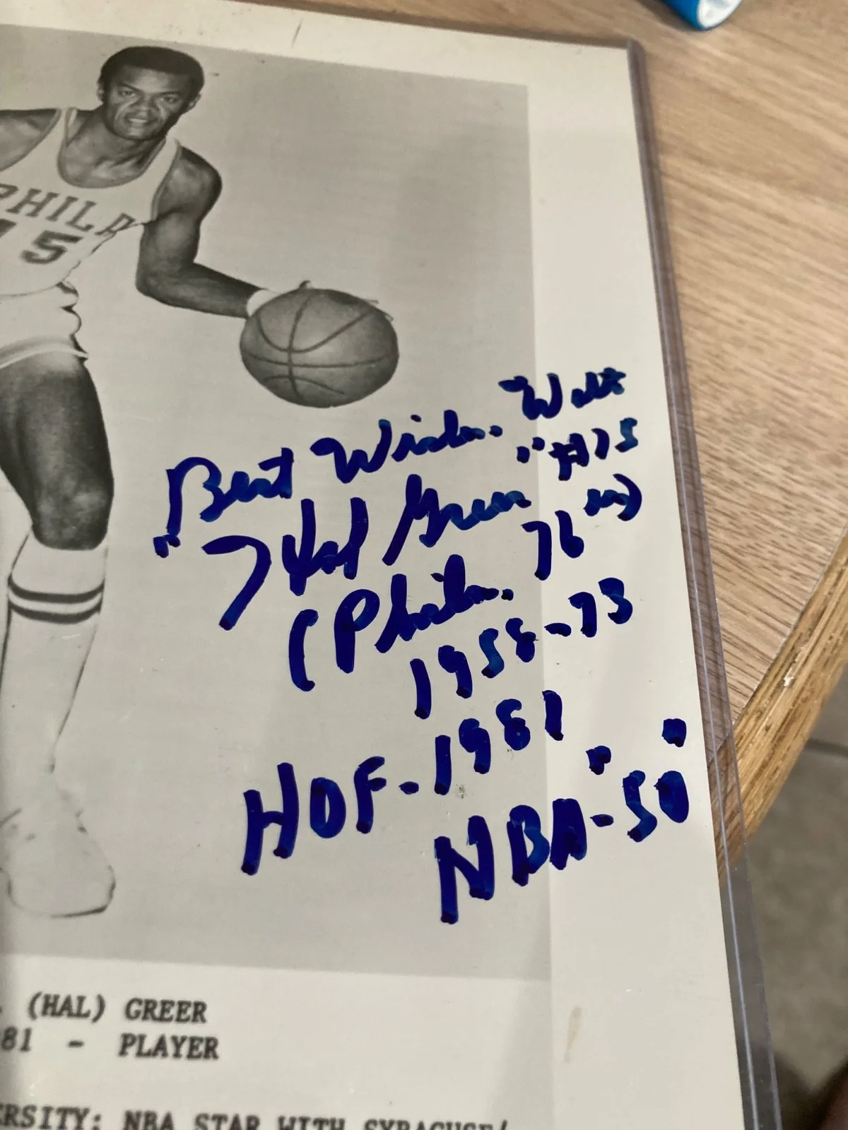 Hal Greer — hal greer inscribed and signed 8x10. free shipping, image 3