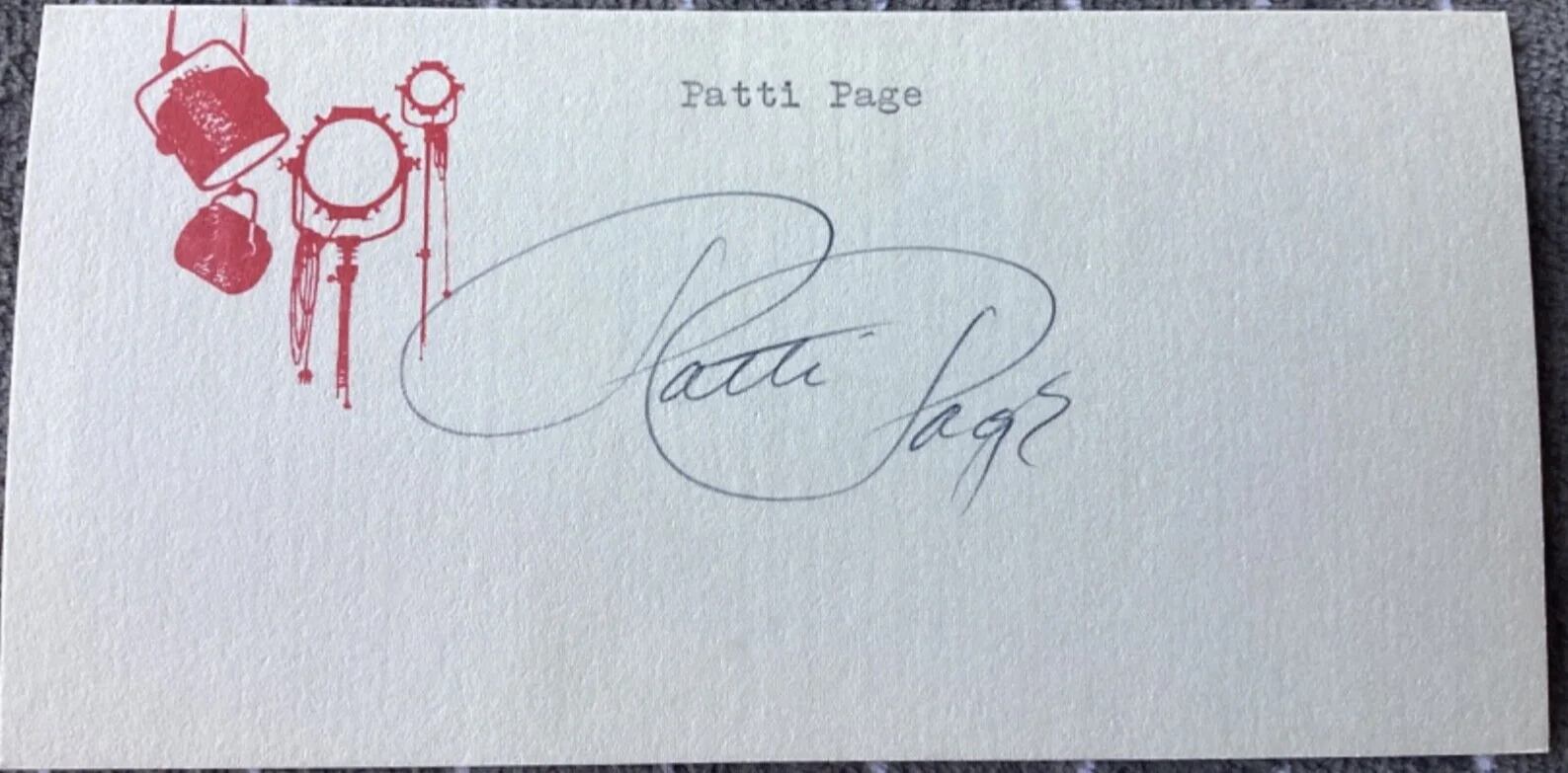 Patti Page — Country Singer PATTI PAGE Personally Autographed Signed Index Card FreeShip
