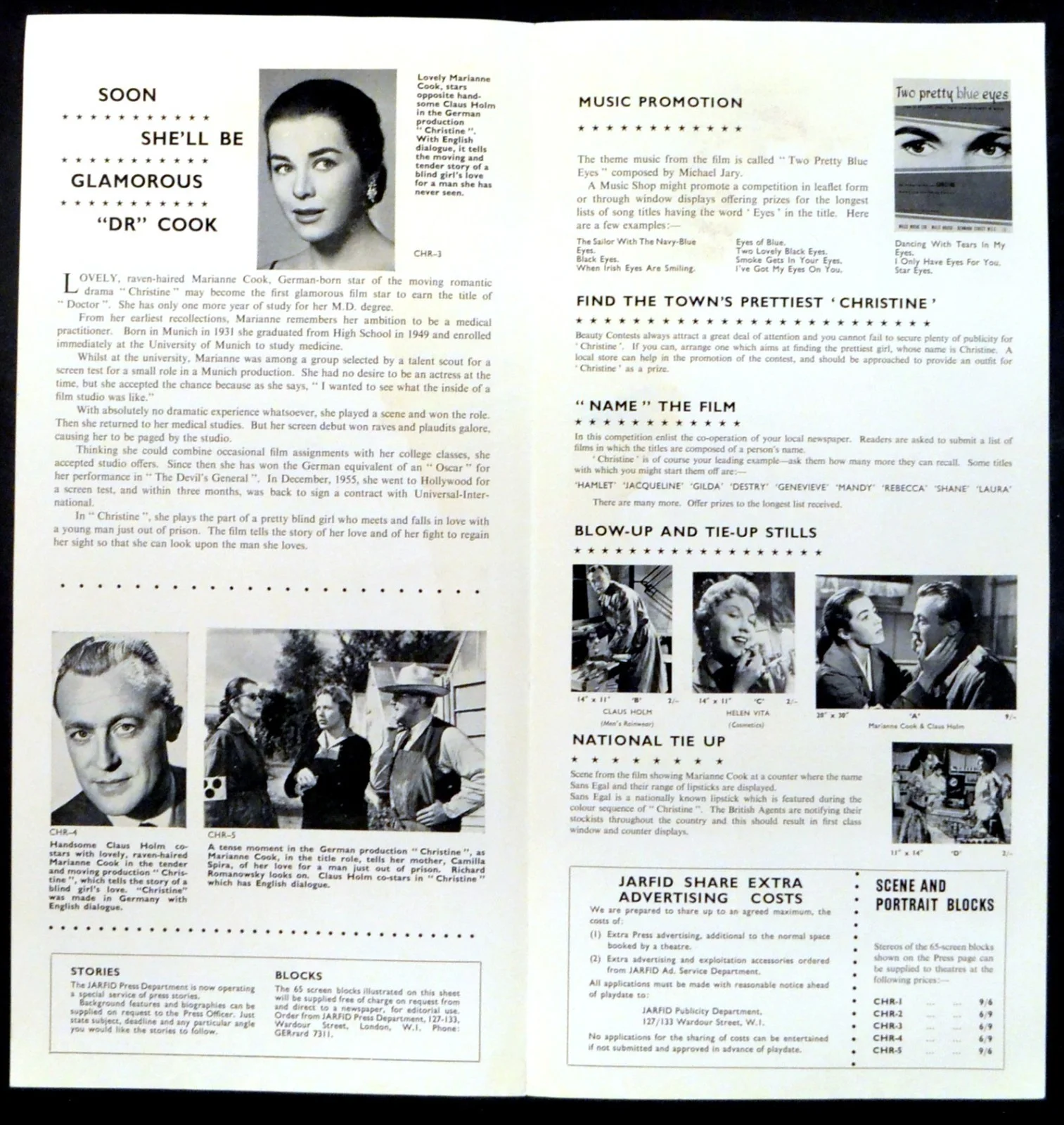 CHRISTINE 1957 Gustav Ucicky, Marianne Koch, Claus Holm UK CAMPAIGN BOOK, изображение 2