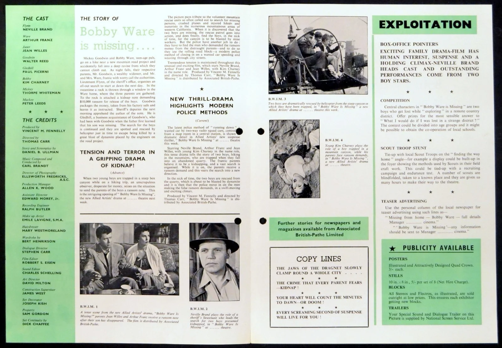 BOBBY WARE IS MISSING 1955 Neville Brand, Arthur Franz UK CAMPAIGN BOOK, image 2