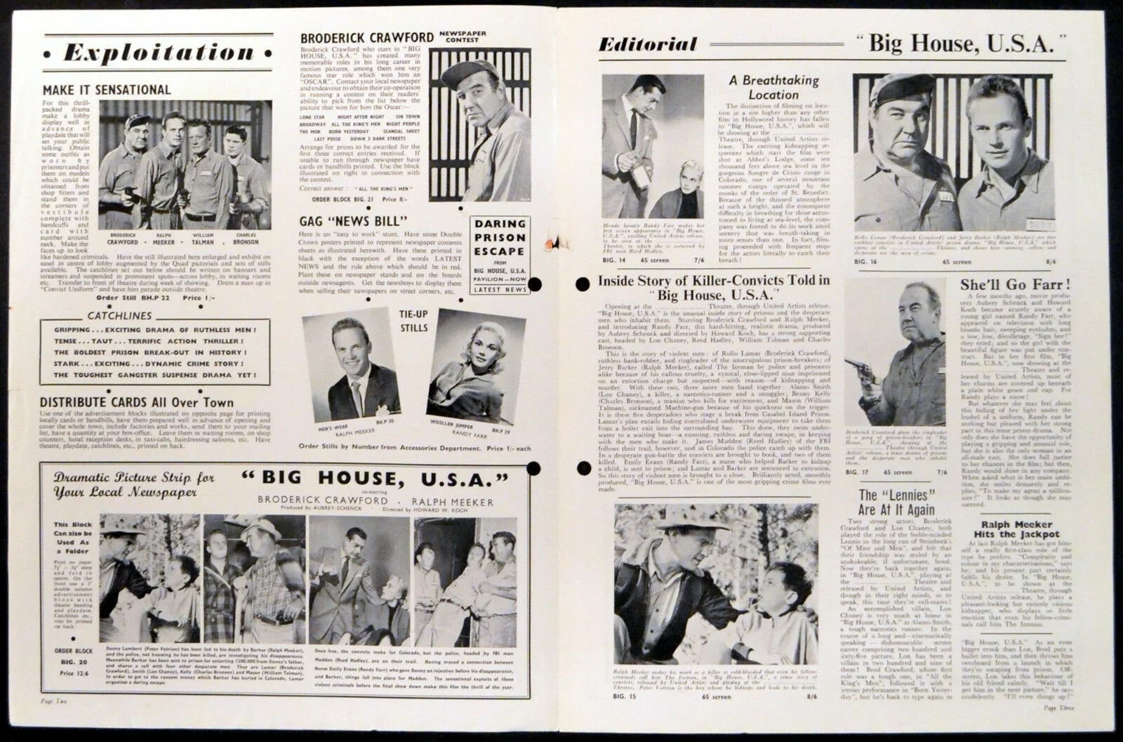 BIG HOUSE U.S.A. 1955 Broderick Crawford, Ralph Meeker UK CAMPAIGN BOOK, изображение 2
