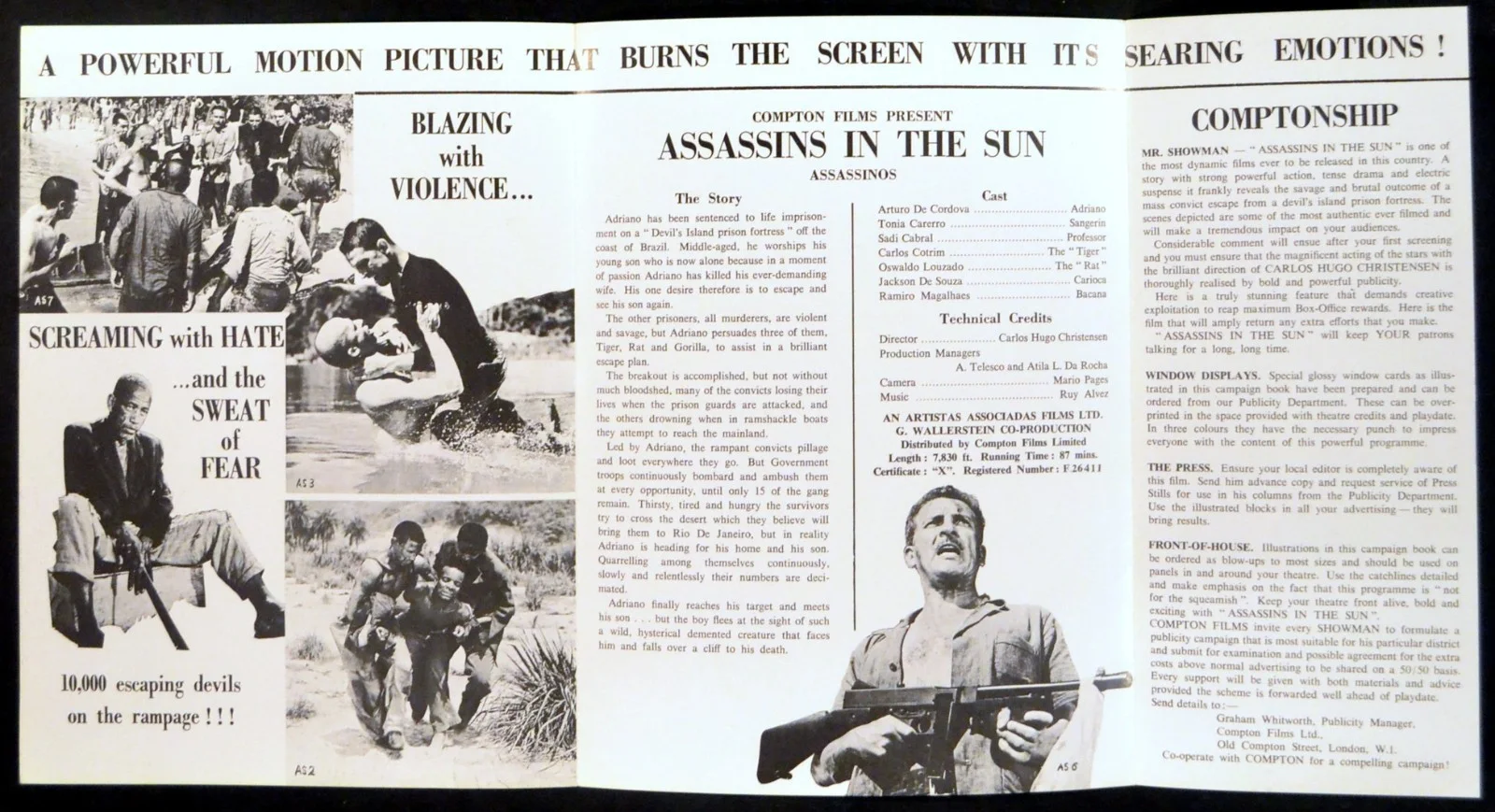 ASSASSINS IN THE SUN 1955 Arturo de Córdova, Tônia Carrero UK CAMPAIGN BOOK, изображение 2