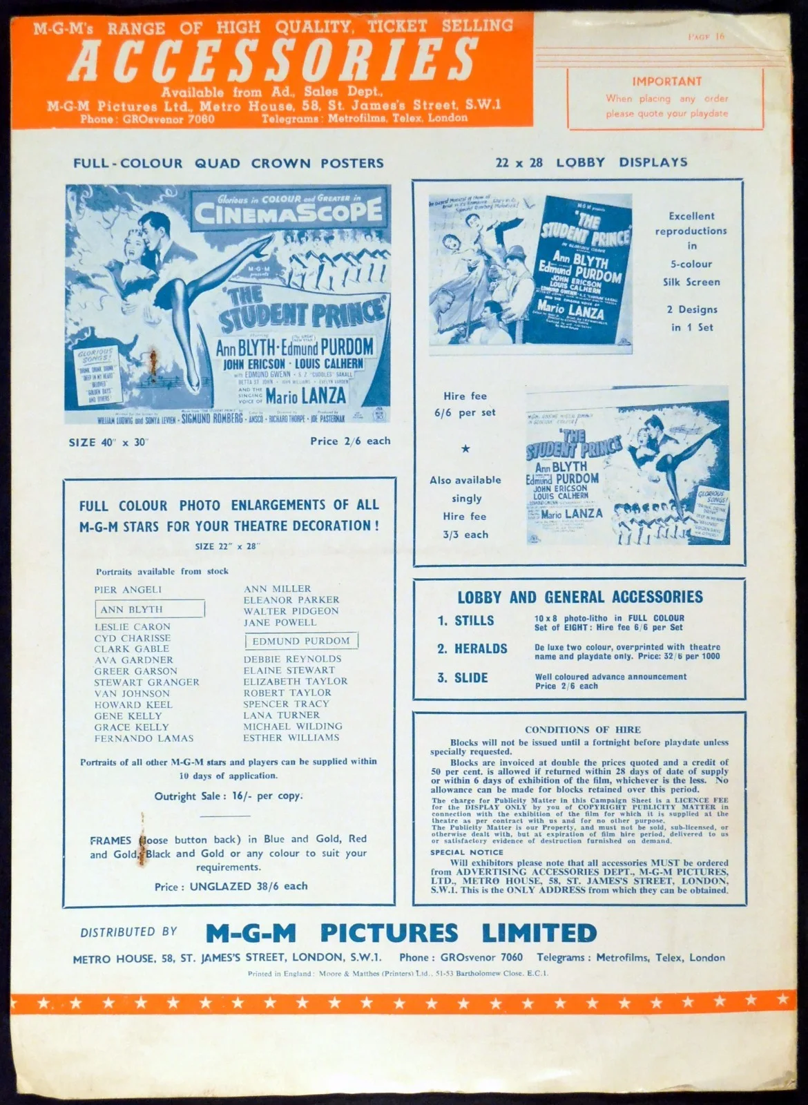 STUDENT PRINCE 1954 Ann Blyth, Edmund Purdom, John Ericson UK PRESSBOOK, image 2
