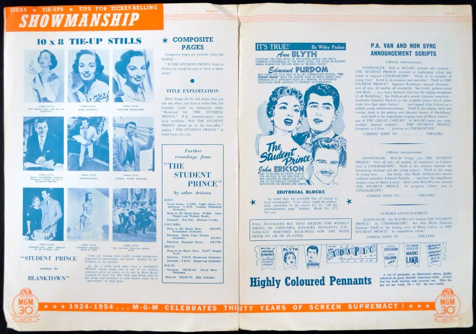STUDENT PRINCE 1954 Ann Blyth, Edmund Purdom, John Ericson UK PRESSBOOK, image 5