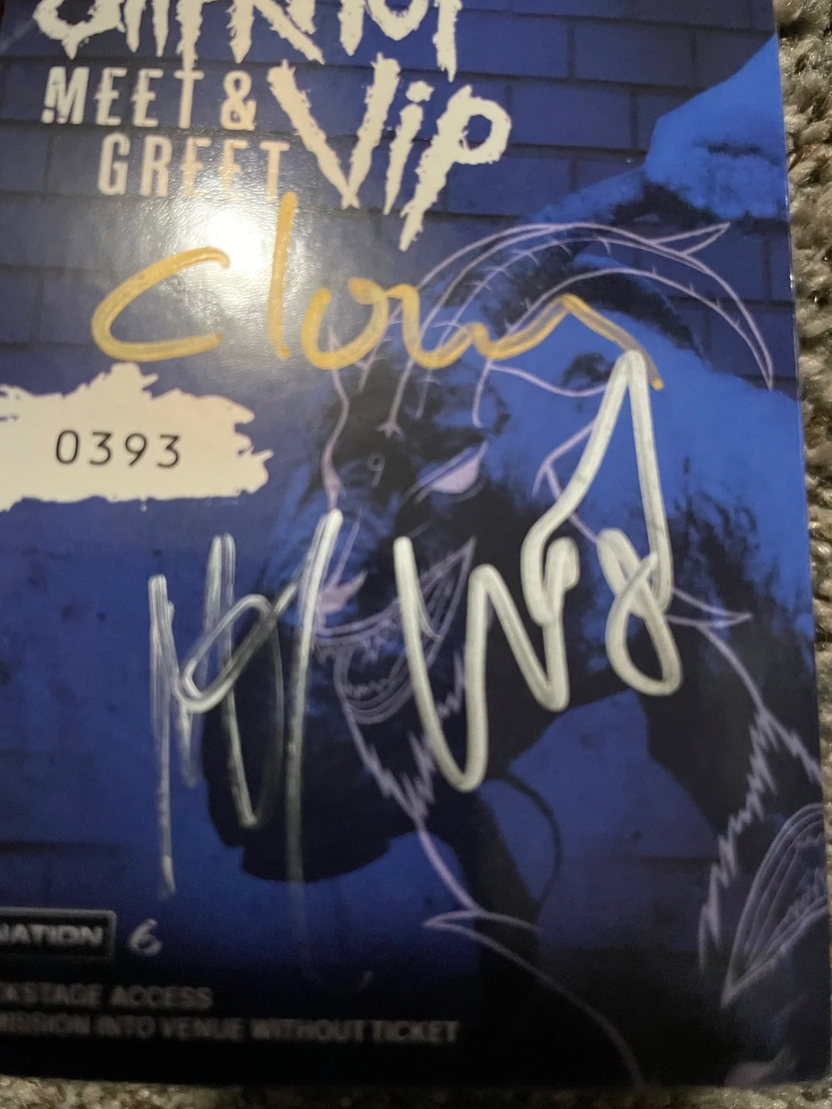 Slipknot Signed Prepare for Hell Tour vip laminate, image 2