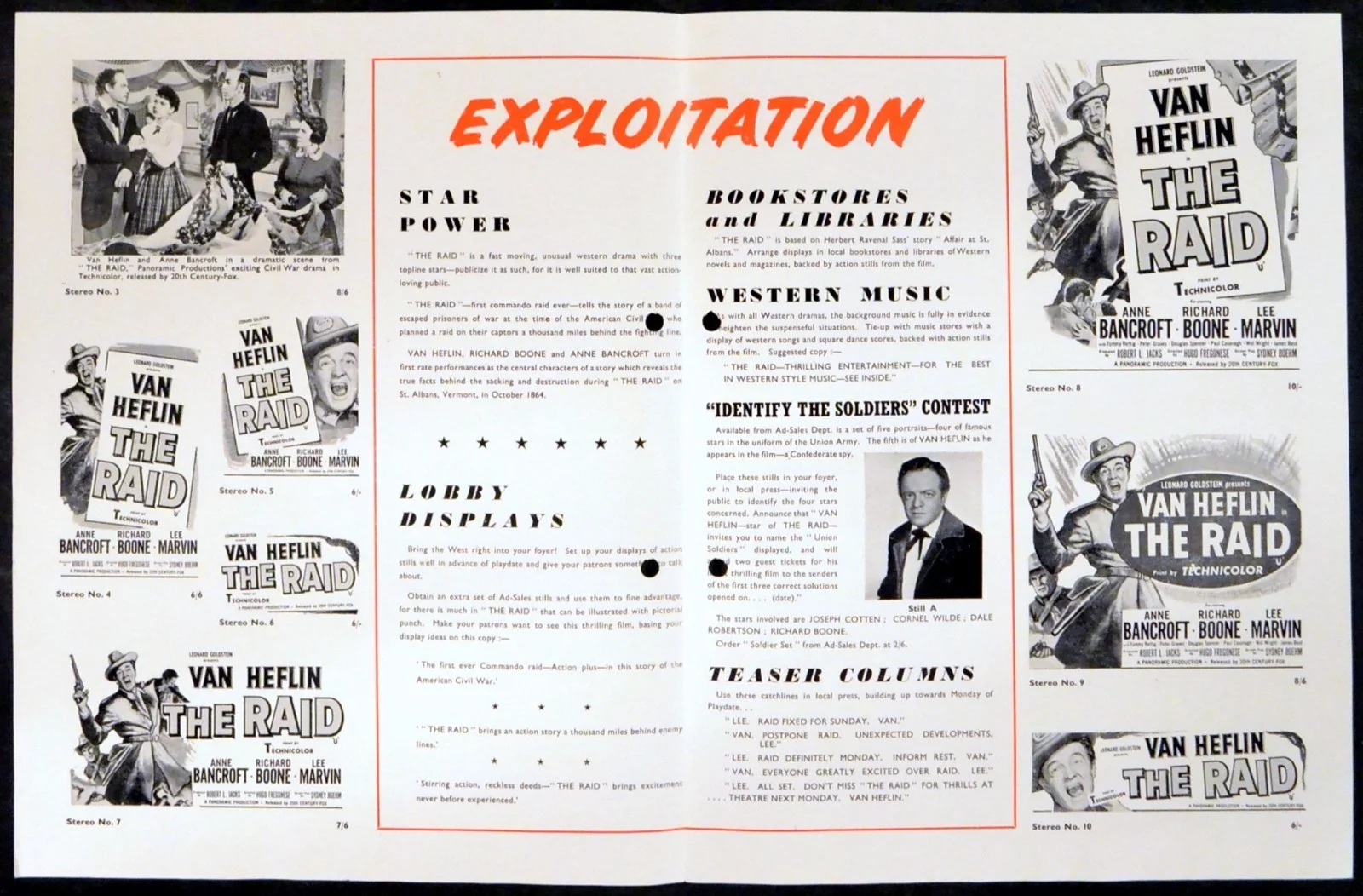 RAID 1954 Van Heflin, Anne Bancroft, Richard Boone, Lee Marvin UK PRESSBOOK, изображение 2