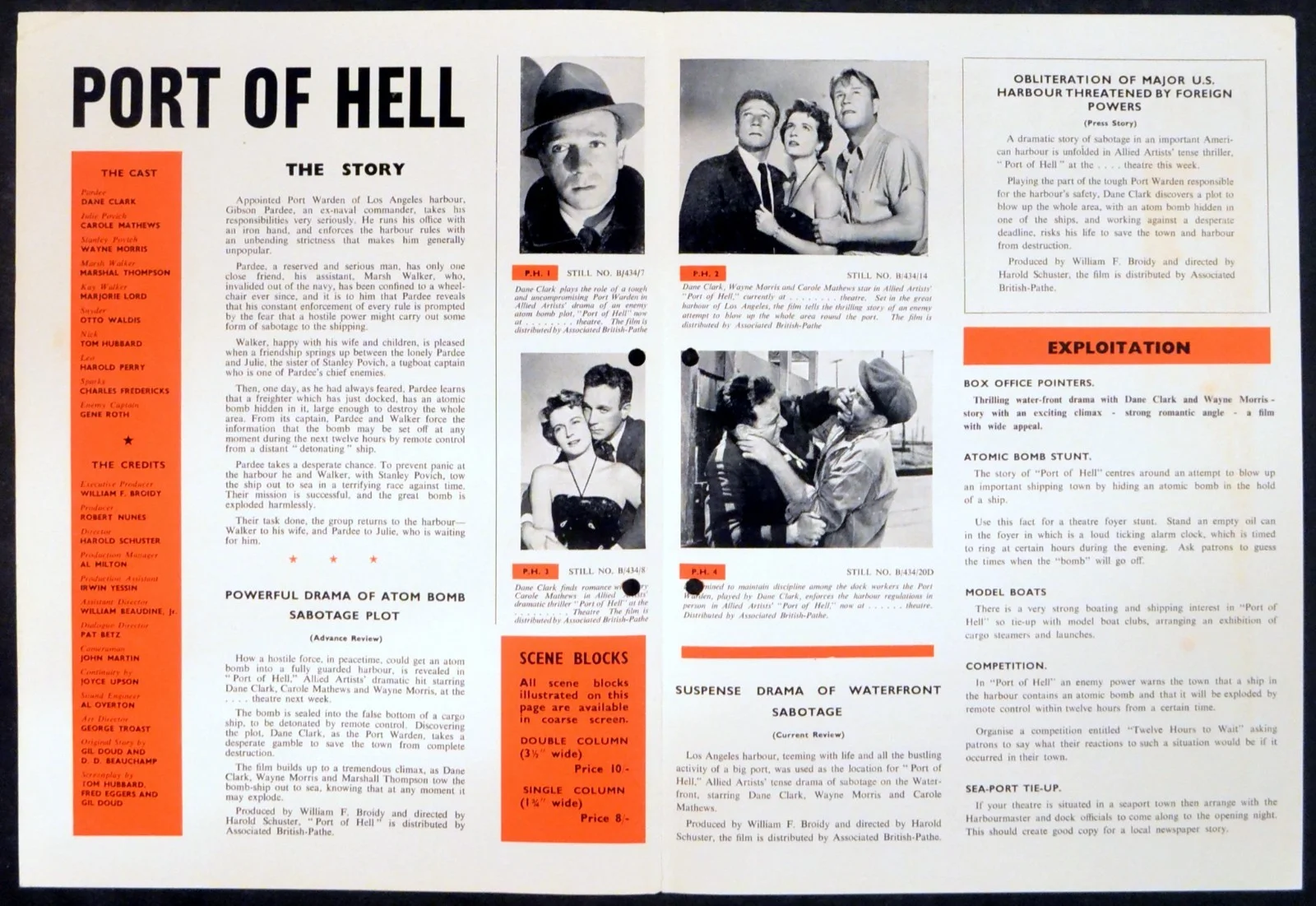PORT OF HELL 1954 Dane Clark, Carole Mathews, Wayne Morris UK CAMPAIGN BOOK, изображение 2