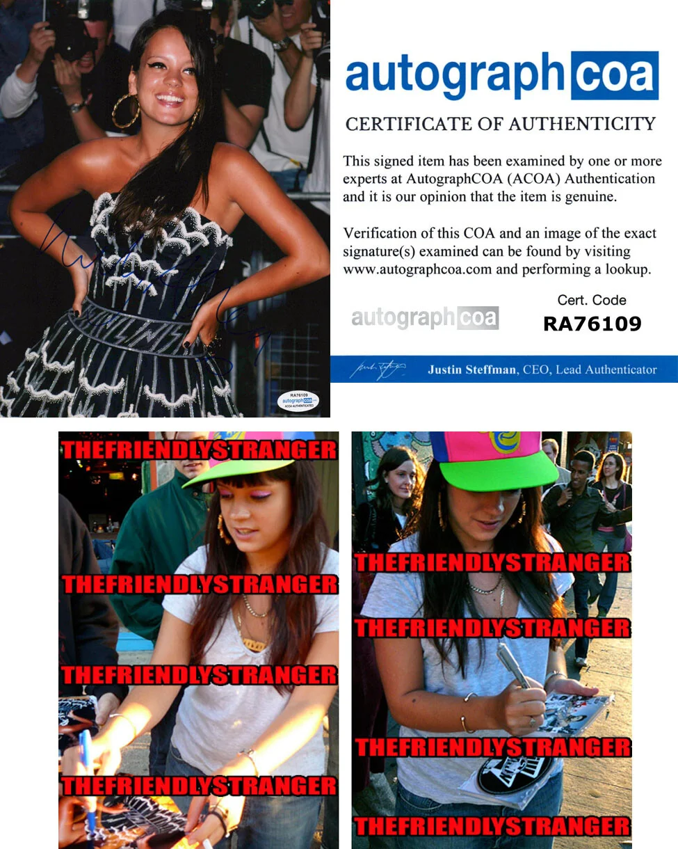 LILY ALLEN — Lily Allen signed Autograph 8x10 Photo c PROOF Rare Full Signature ACOA COA