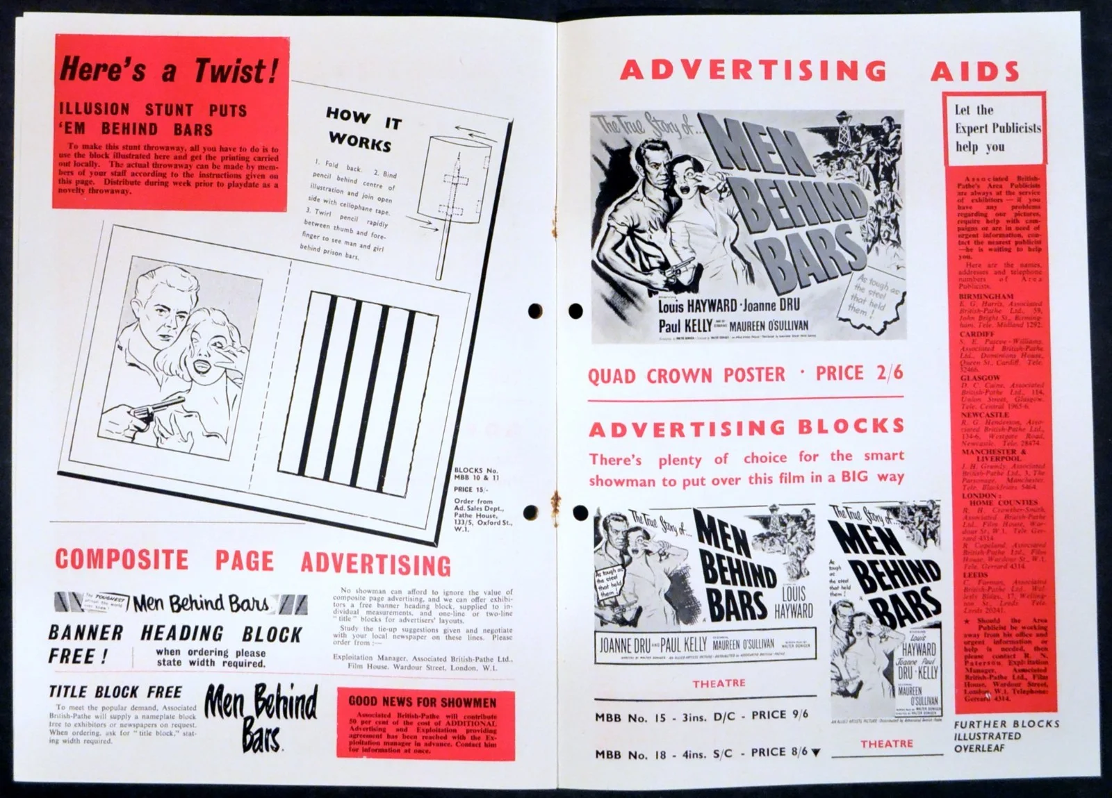 MEN BEHIND BARS 1954 Louis Hayward, Joanne Dru, Paul Kelly UK CAMPAIGN BOOK, изображение 2