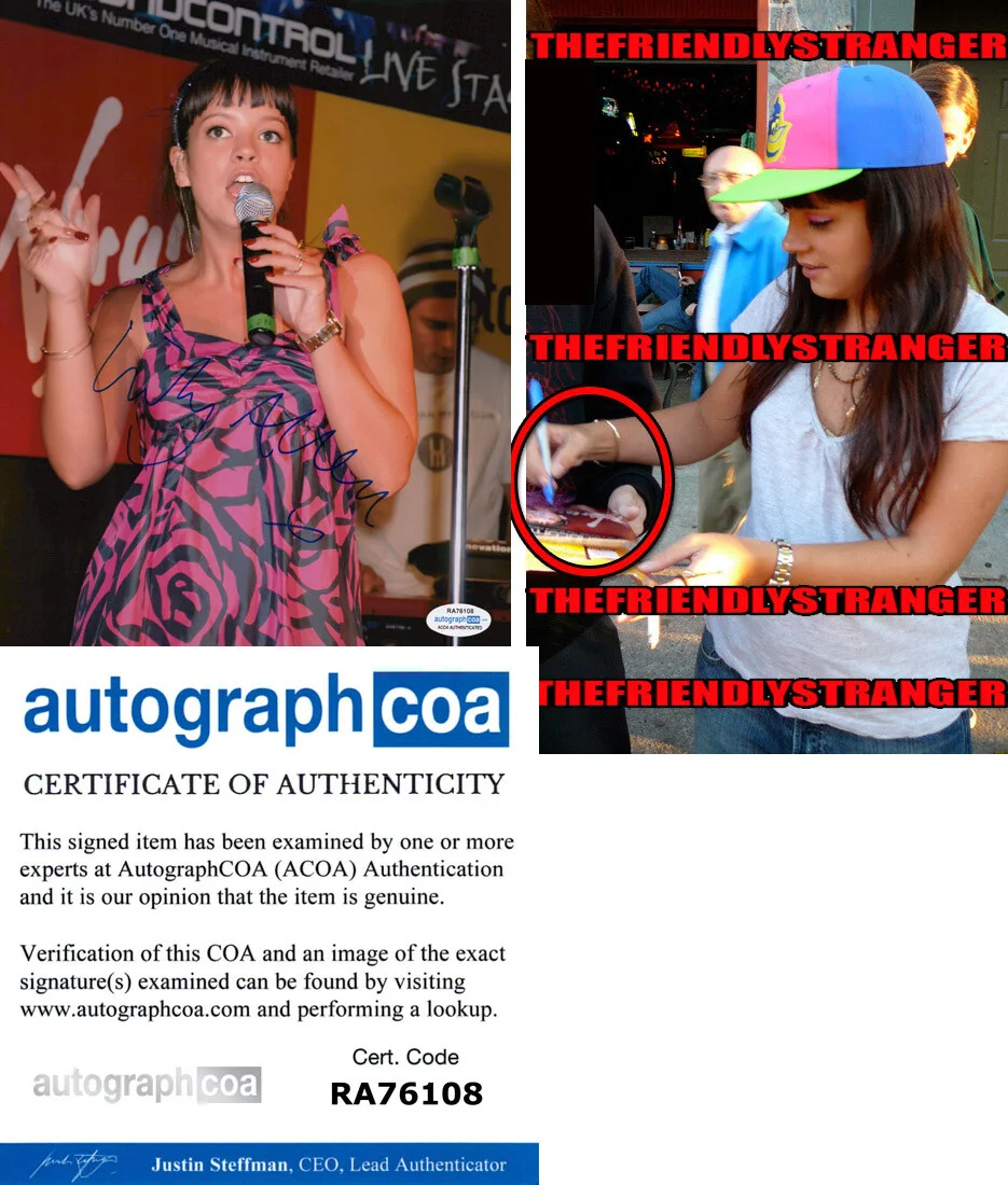 LILY ALLEN — Lily Allen signed Autographed 8x10 Photo d EXACT PROOF Full Signature ACOA COA