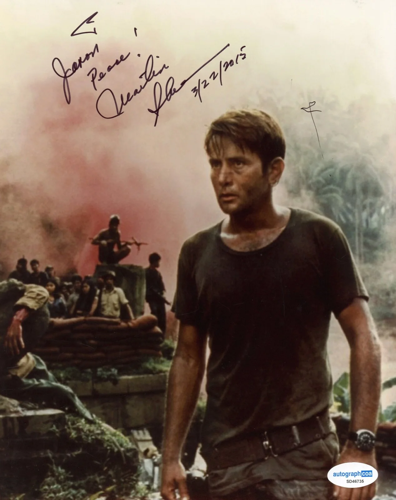 MARTIN SHEEN — Martin Sheen signed "APOCALYPSE NOW" 8x10 Photo c AUTO Captain Willard ACOA COA, изображение 3