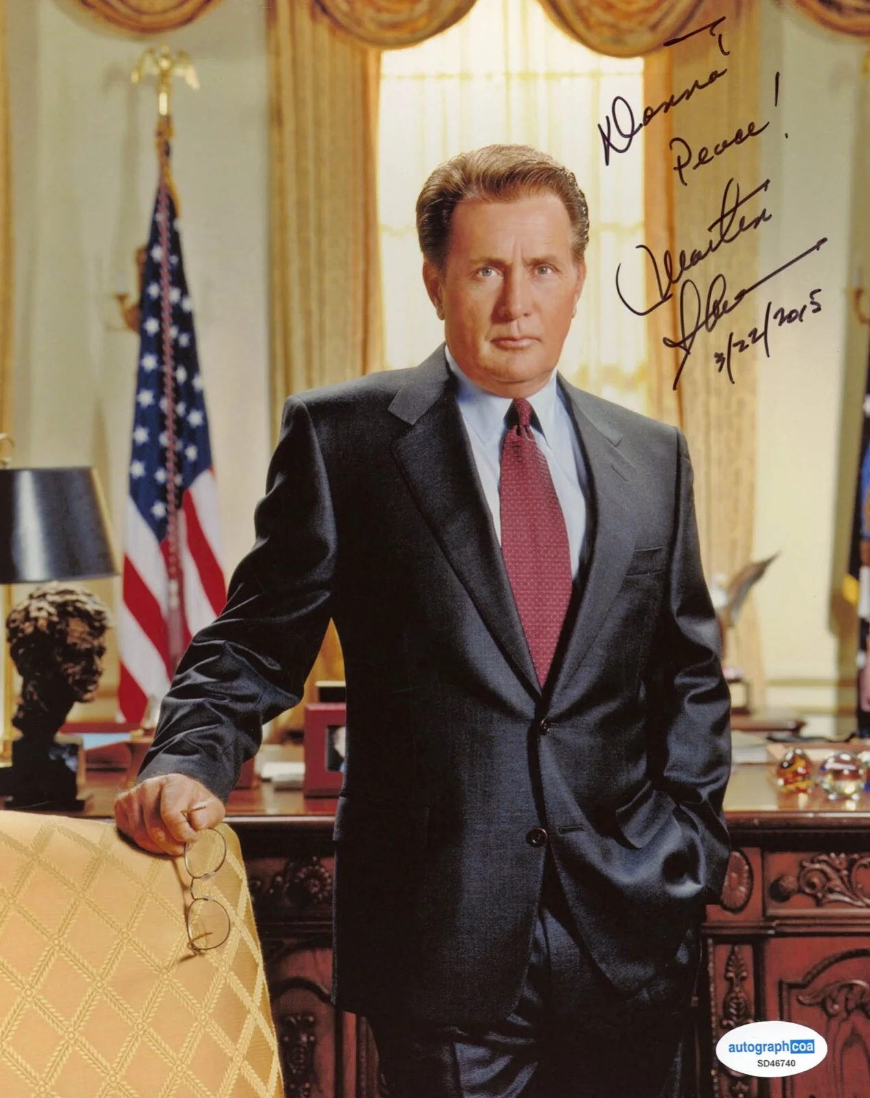 MARTIN SHEEN — Martin Sheen signed "THE WEST WING" 8x10 Photo g AUTO President Bartlet ACOA COA, изображение 3