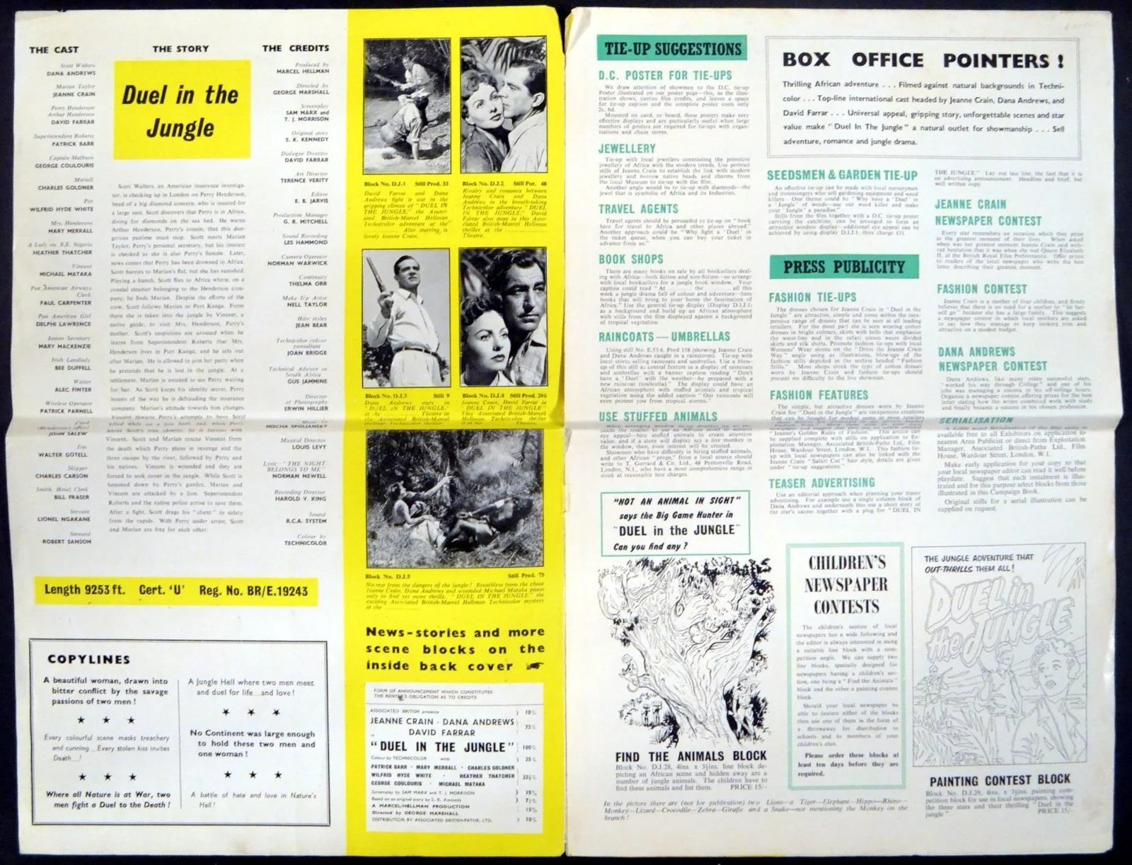 DUEL IN THE JUNGLE 1954 Jeanne Crain, Dana Andrews, David Farrar CAMPAIGN BOOK, изображение 2