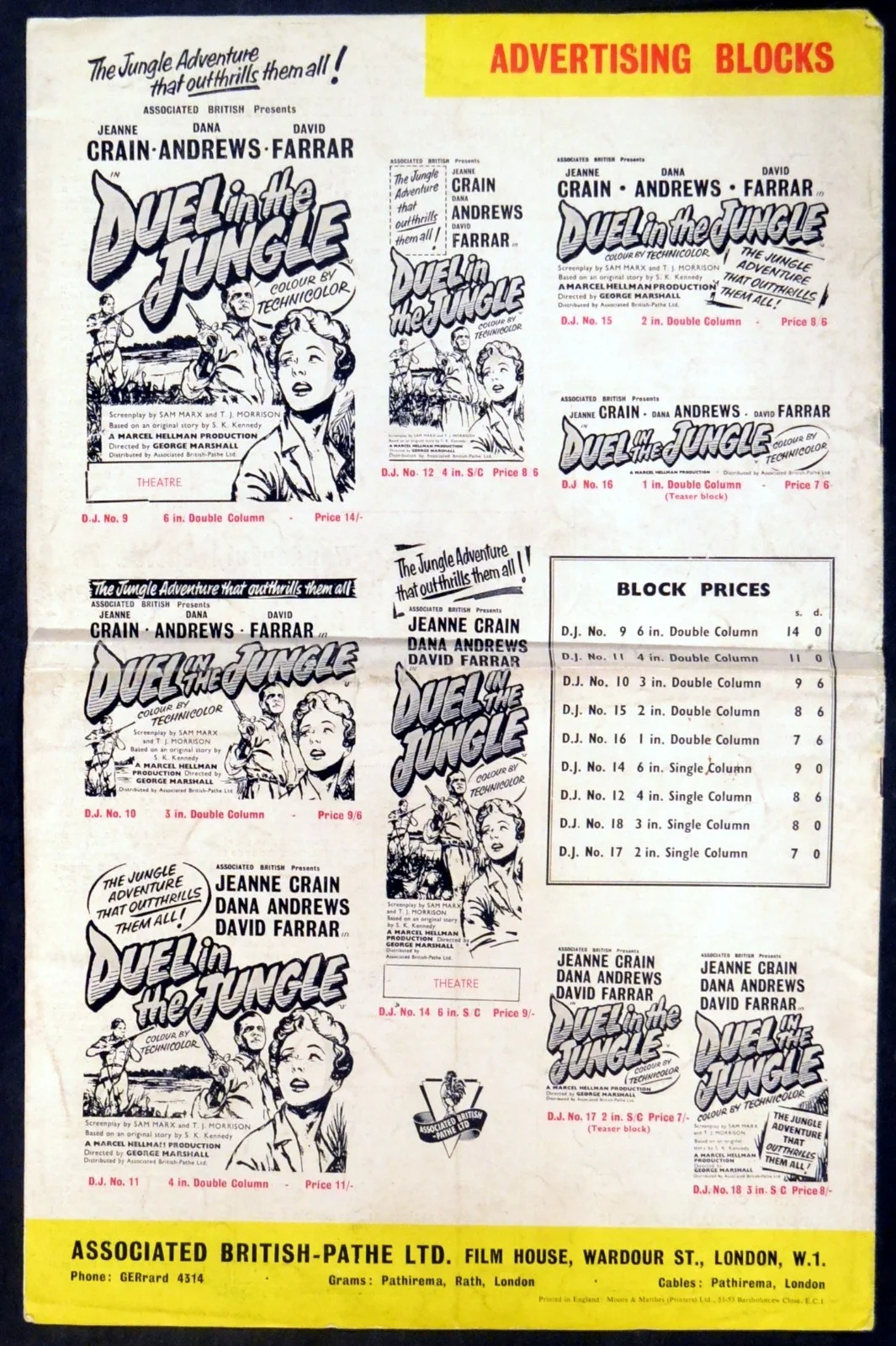 DUEL IN THE JUNGLE 1954 Jeanne Crain, Dana Andrews, David Farrar CAMPAIGN BOOK, изображение 3