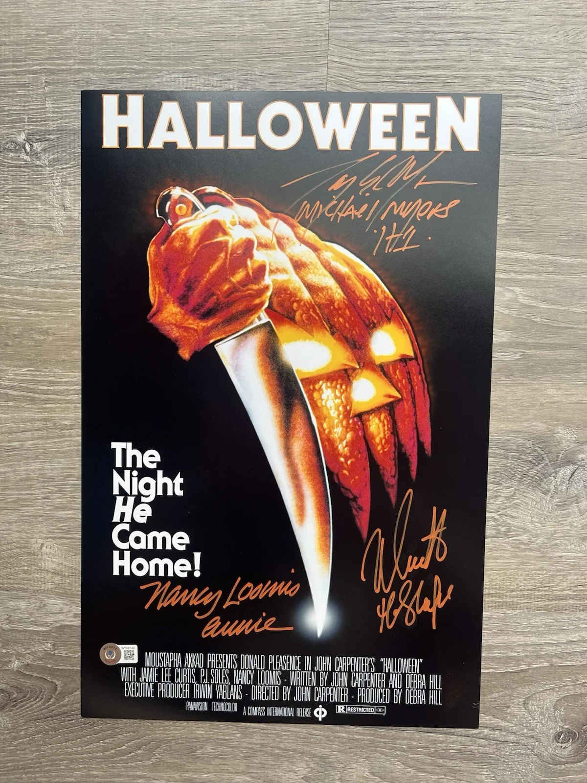 Nick Castle Nancy Loomis Tony Moran Signed Halloween 11x17 Photo Beckett COA, image 2