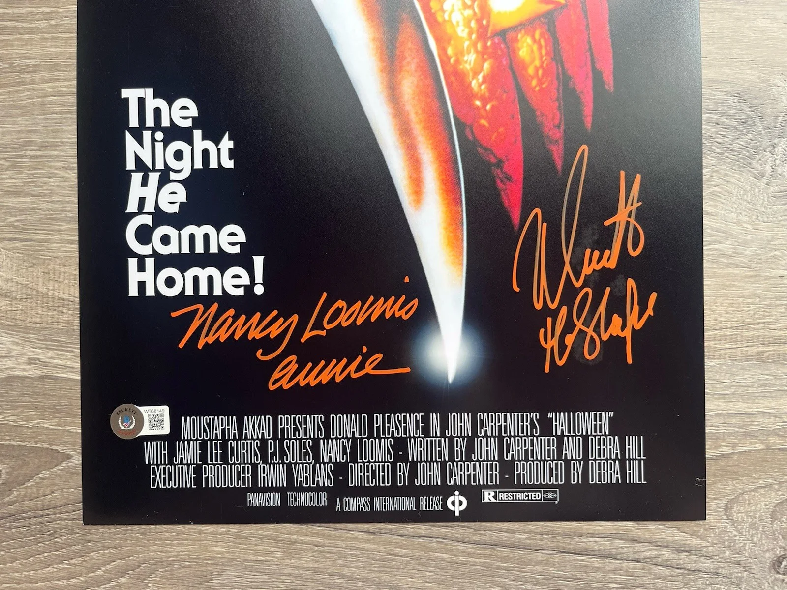 Nick Castle Nancy Loomis Tony Moran Signed Halloween 11x17 Photo Beckett COA, image 4