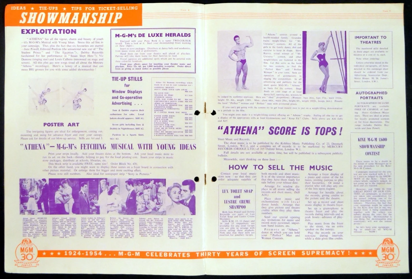 ATHENA 1954 Jane Powell, Edmund Purdom, Debbie Reynolds UK PRESSBOOK, image 3