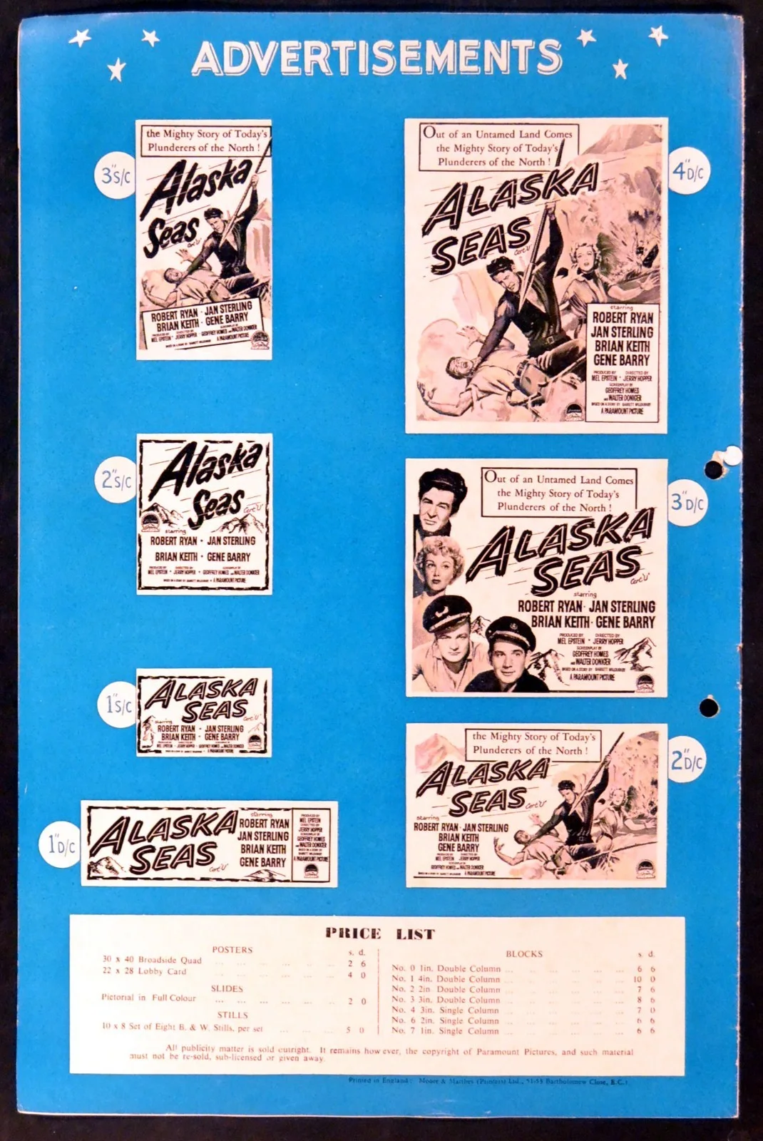 ALASKA SEAS 1954 Robert Ryan, Jan Sterling, Brian Keith UK PRESSBOOK, изображение 5