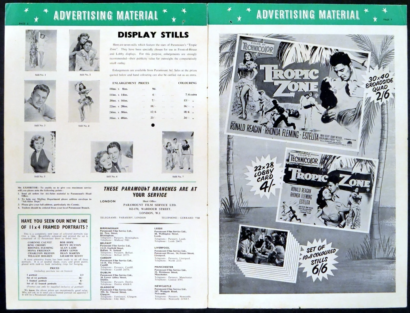 TROPIC ZONE 1953 Ronald Reagan, Rhonda Fleming UK PRESSBOOK, изображение 2