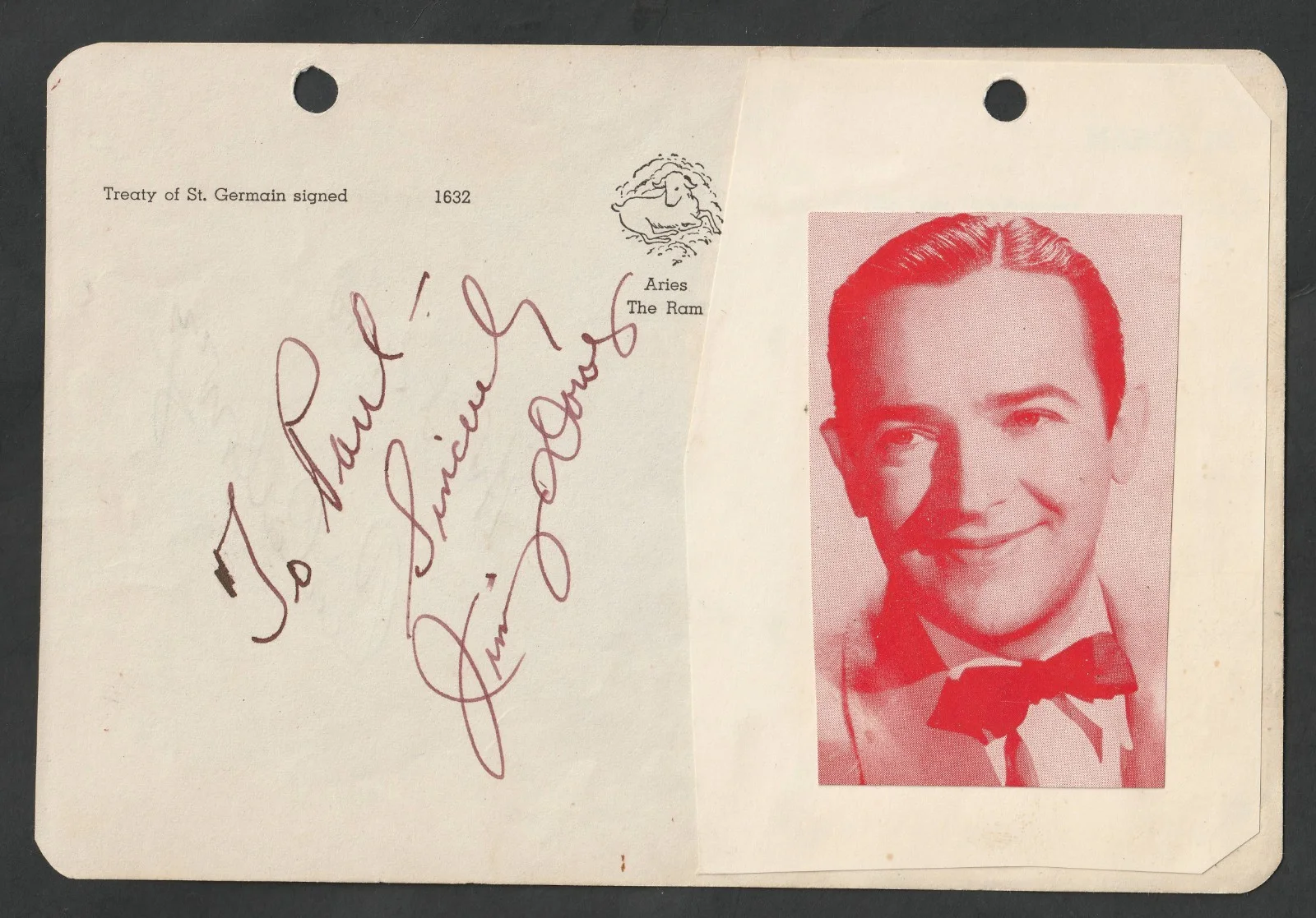 Cab Calloway "Hi-de-Ho" & Jim Dorsey Autographs on homemade album page, изображение 2