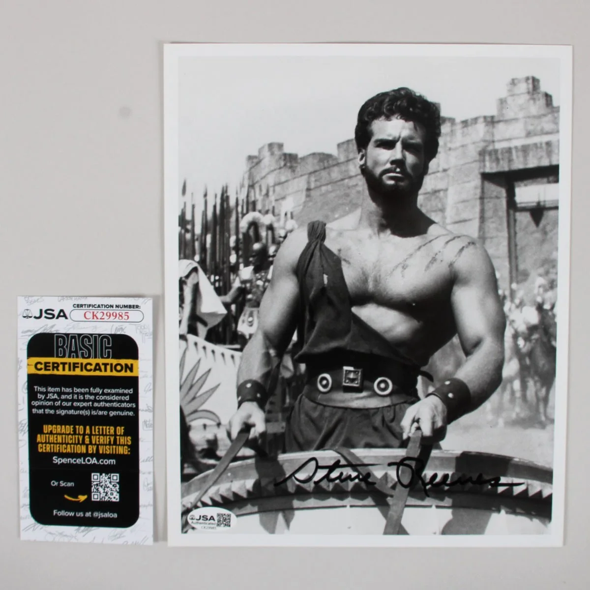 Steve Reeves Signed 8×10 B&W Photo COA JSA #CK29985, image 3