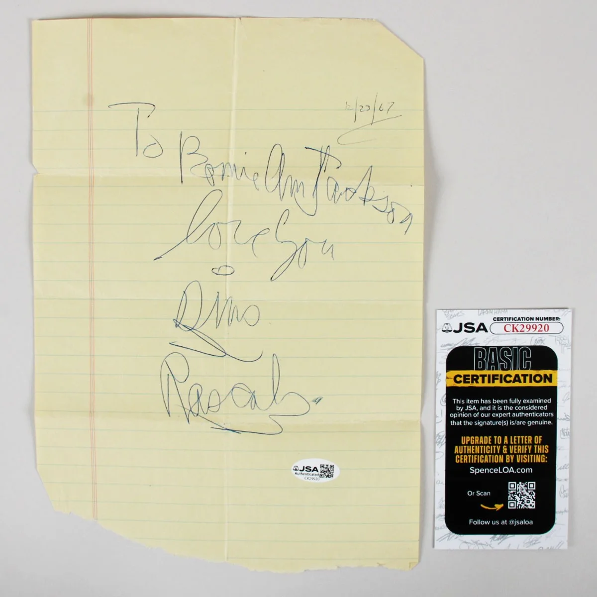 Dino Danelli Signed Notebook Paper Music Group”The Rascals” COA JSA, image 3