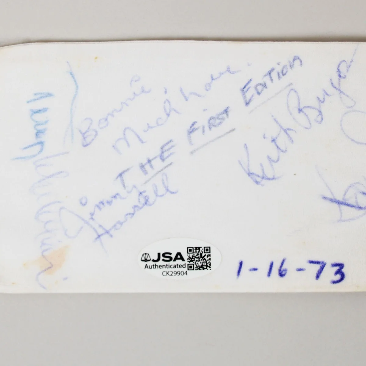 Kenny Rogers Signed Fabric Cuff + 3 members of First Edition 1973 COA JSA, изображение 4