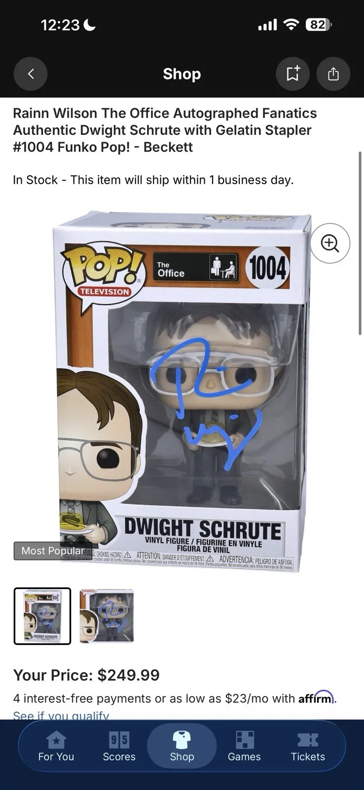 Rainn Wilson — Funko Pop Dwight Schrute #1004 Rainn Wilson Signed Beckett Stapler, image 3