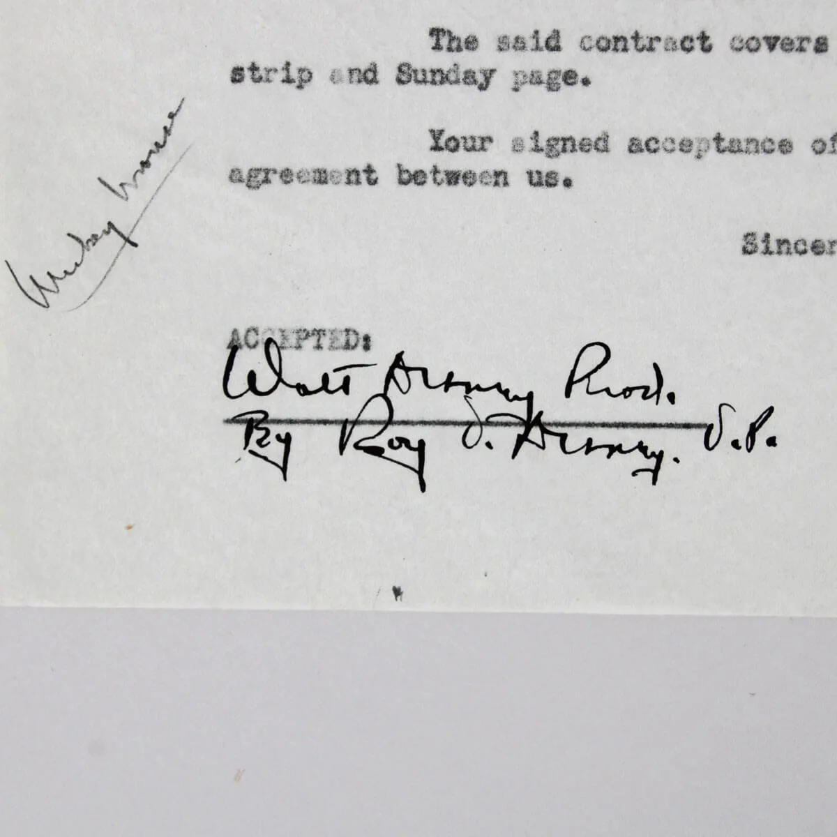 Roy O. Disney Signed Document Contract Amendment - COA JSA, image 2