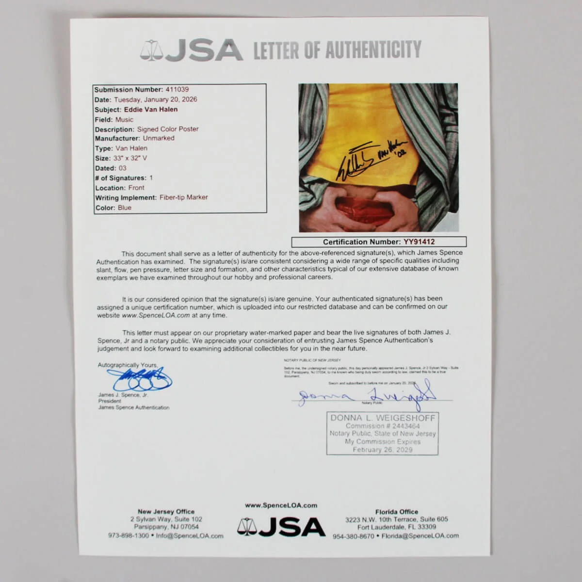 Eddie Van Halen Signed Poster - COA JSA, image 5